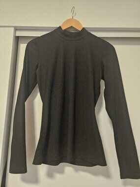 Ekouaer Ribbed Mock Neck Long Sleeve Top - Medium
